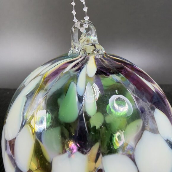Hand Blown Studio Art Glass Orb Ornament Friendship Ball Witch Ball Glassware - Picture 9 of 12